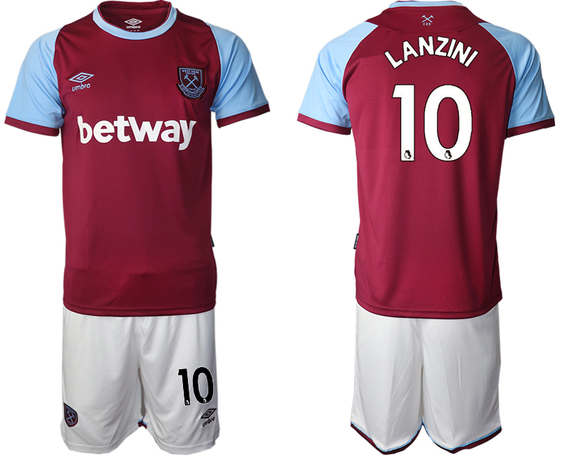 Men 2020-2021 club West Ham United home #10 red Soccer Jerseys->west ham united jersey->Soccer Club Jersey